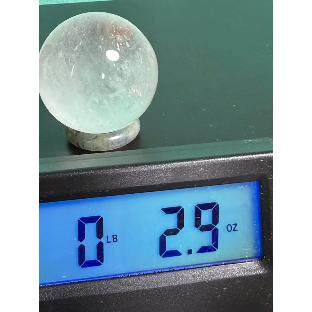 Natural Clear Quartz Sphere with Ring/Stand 38.8mm 2.9oz Healing Crystal Stone